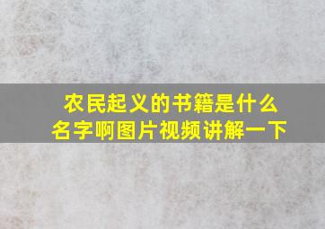 农民起义的书籍是什么名字啊图片视频讲解一下