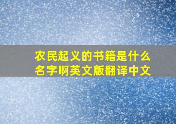 农民起义的书籍是什么名字啊英文版翻译中文