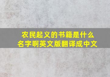 农民起义的书籍是什么名字啊英文版翻译成中文