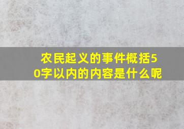 农民起义的事件概括50字以内的内容是什么呢