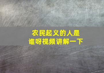 农民起义的人是谁呀视频讲解一下