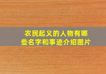 农民起义的人物有哪些名字和事迹介绍图片