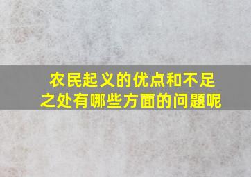 农民起义的优点和不足之处有哪些方面的问题呢