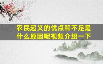 农民起义的优点和不足是什么原因呢视频介绍一下