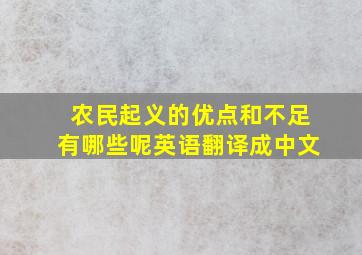 农民起义的优点和不足有哪些呢英语翻译成中文