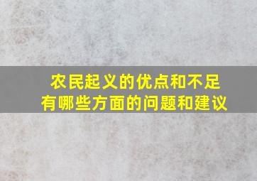 农民起义的优点和不足有哪些方面的问题和建议