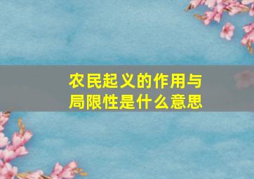 农民起义的作用与局限性是什么意思