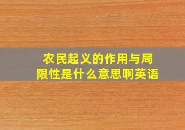 农民起义的作用与局限性是什么意思啊英语