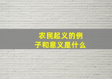 农民起义的例子和意义是什么