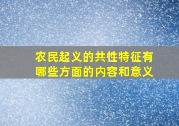 农民起义的共性特征有哪些方面的内容和意义