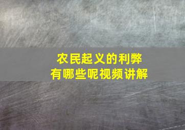 农民起义的利弊有哪些呢视频讲解