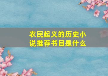 农民起义的历史小说推荐书目是什么