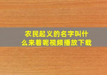 农民起义的名字叫什么来着呢视频播放下载