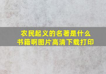 农民起义的名著是什么书籍啊图片高清下载打印