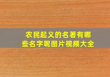 农民起义的名著有哪些名字呢图片视频大全