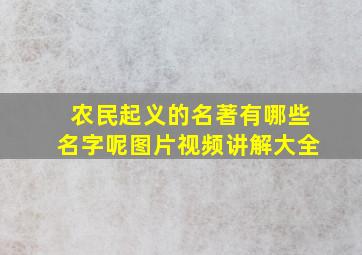 农民起义的名著有哪些名字呢图片视频讲解大全