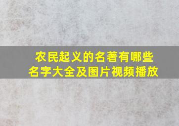 农民起义的名著有哪些名字大全及图片视频播放