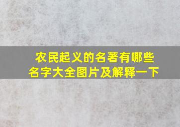 农民起义的名著有哪些名字大全图片及解释一下