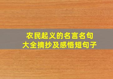 农民起义的名言名句大全摘抄及感悟短句子