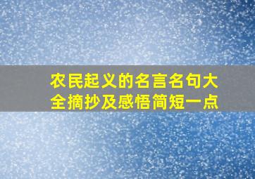 农民起义的名言名句大全摘抄及感悟简短一点