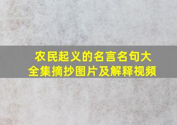 农民起义的名言名句大全集摘抄图片及解释视频