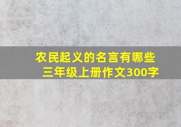 农民起义的名言有哪些三年级上册作文300字