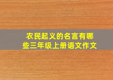 农民起义的名言有哪些三年级上册语文作文