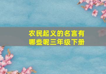 农民起义的名言有哪些呢三年级下册