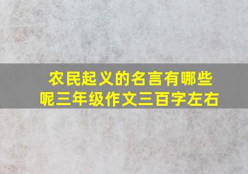 农民起义的名言有哪些呢三年级作文三百字左右