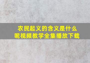 农民起义的含义是什么呢视频教学全集播放下载