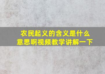 农民起义的含义是什么意思啊视频教学讲解一下