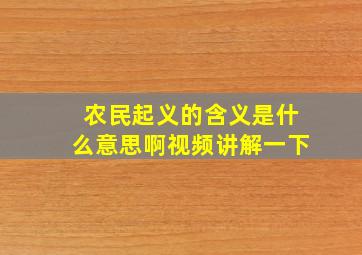 农民起义的含义是什么意思啊视频讲解一下