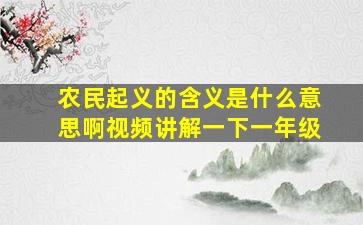 农民起义的含义是什么意思啊视频讲解一下一年级