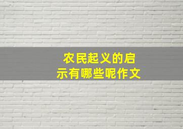 农民起义的启示有哪些呢作文