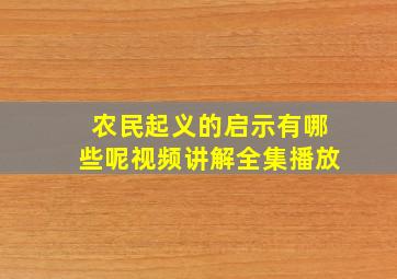 农民起义的启示有哪些呢视频讲解全集播放