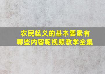 农民起义的基本要素有哪些内容呢视频教学全集