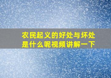 农民起义的好处与坏处是什么呢视频讲解一下