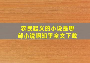 农民起义的小说是哪部小说啊知乎全文下载