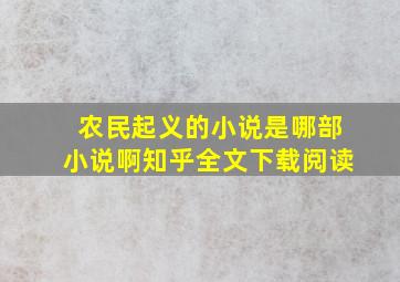 农民起义的小说是哪部小说啊知乎全文下载阅读