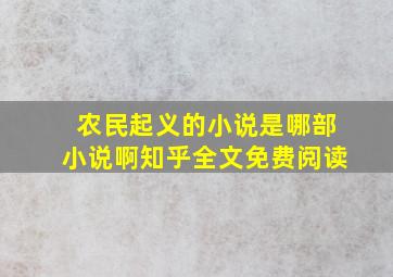 农民起义的小说是哪部小说啊知乎全文免费阅读