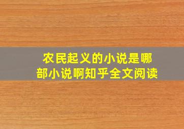 农民起义的小说是哪部小说啊知乎全文阅读