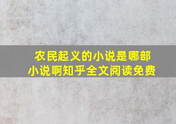 农民起义的小说是哪部小说啊知乎全文阅读免费