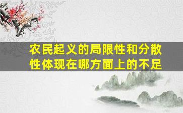 农民起义的局限性和分散性体现在哪方面上的不足