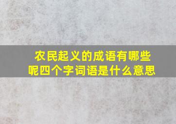 农民起义的成语有哪些呢四个字词语是什么意思