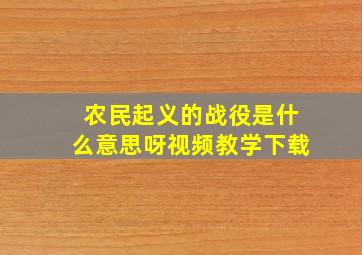 农民起义的战役是什么意思呀视频教学下载