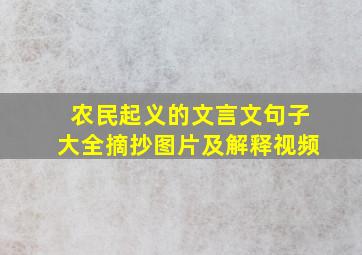 农民起义的文言文句子大全摘抄图片及解释视频