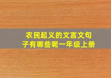 农民起义的文言文句子有哪些呢一年级上册