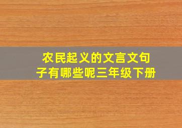 农民起义的文言文句子有哪些呢三年级下册