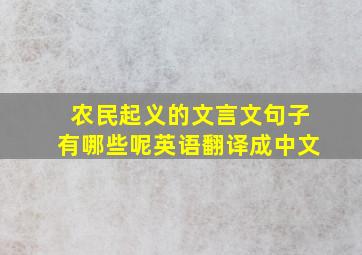 农民起义的文言文句子有哪些呢英语翻译成中文