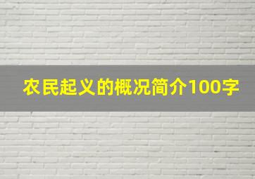 农民起义的概况简介100字